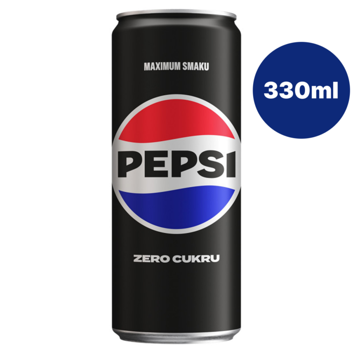 Pepsi Zero Cukru 330 ml – cena zawiera kaucję 0,50 zł (wyszczególnioną na paragonie)